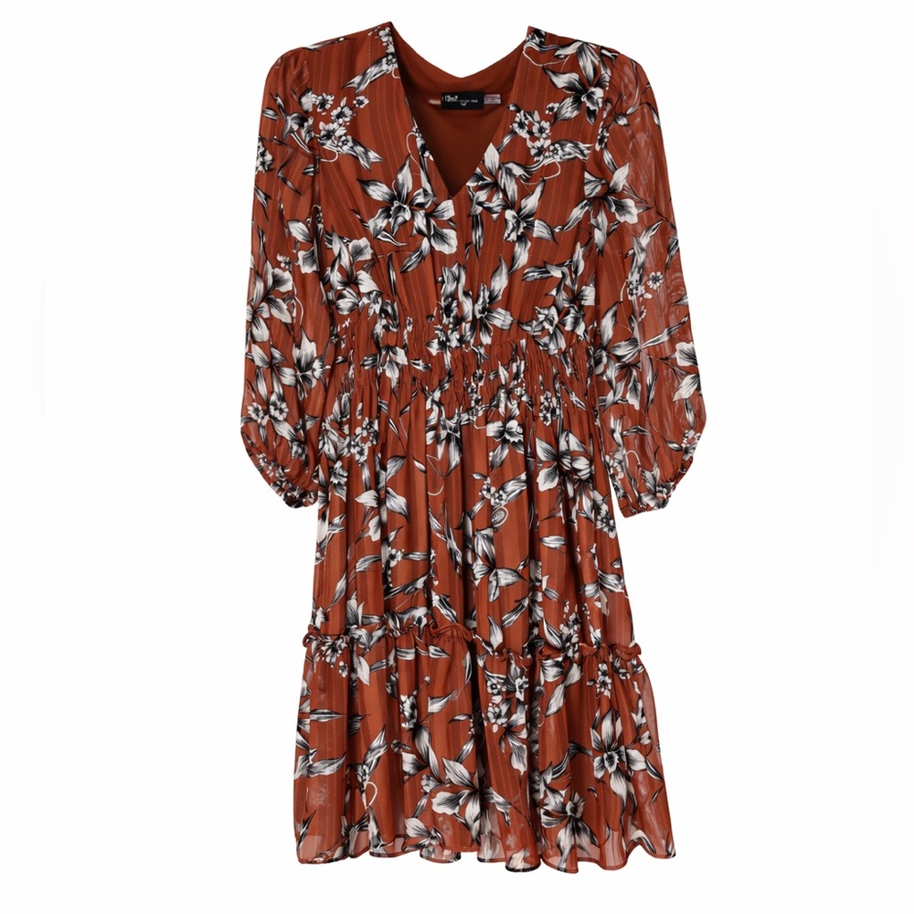 Just Taylor Sparkle Autumn Floral Smock Dress